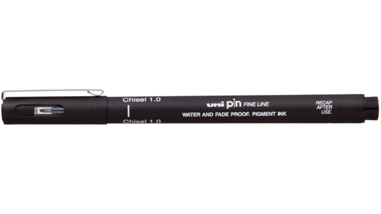 Fineliner Uni-ball Pin beitelpunt 1mm zwart