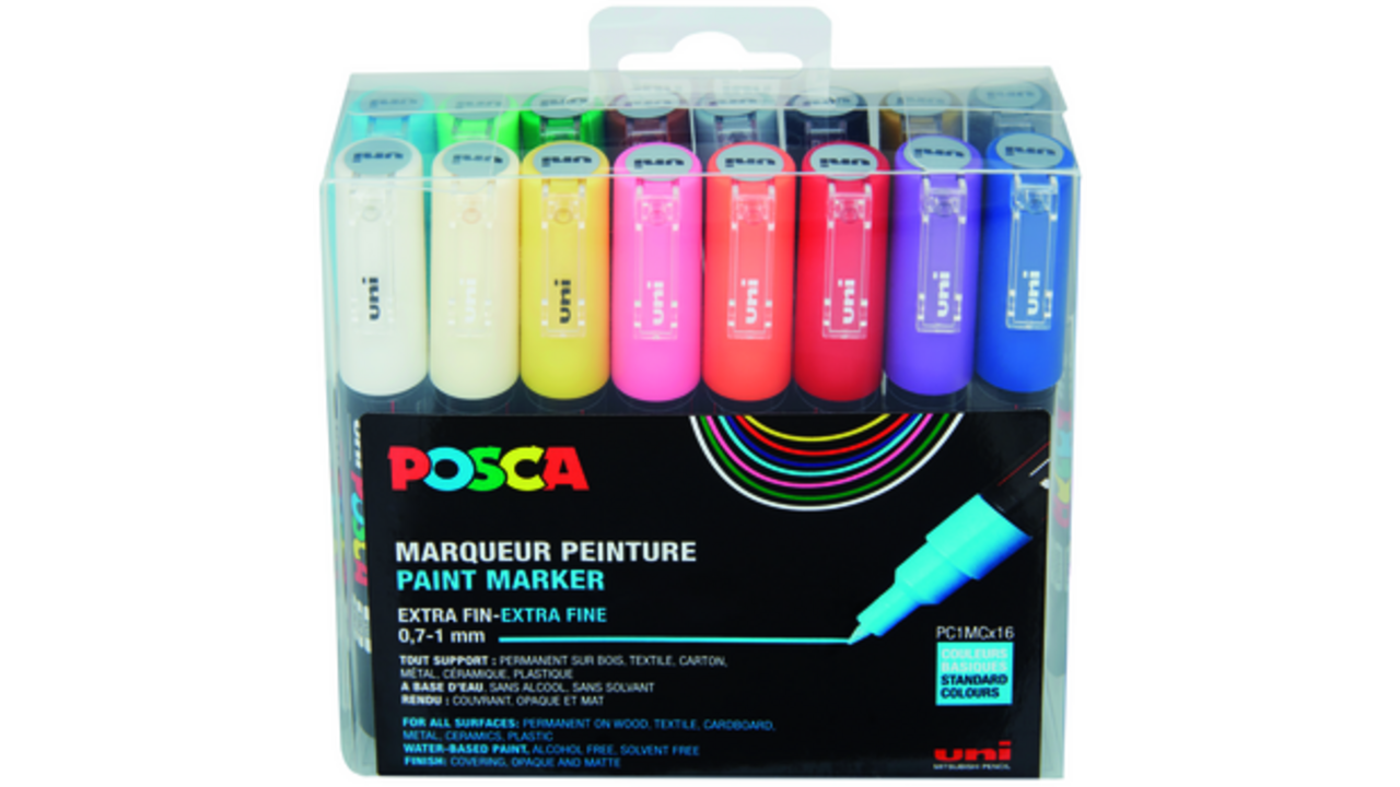 Verfstift Posca PC1MC extra fijn assorti set à 16 stuks