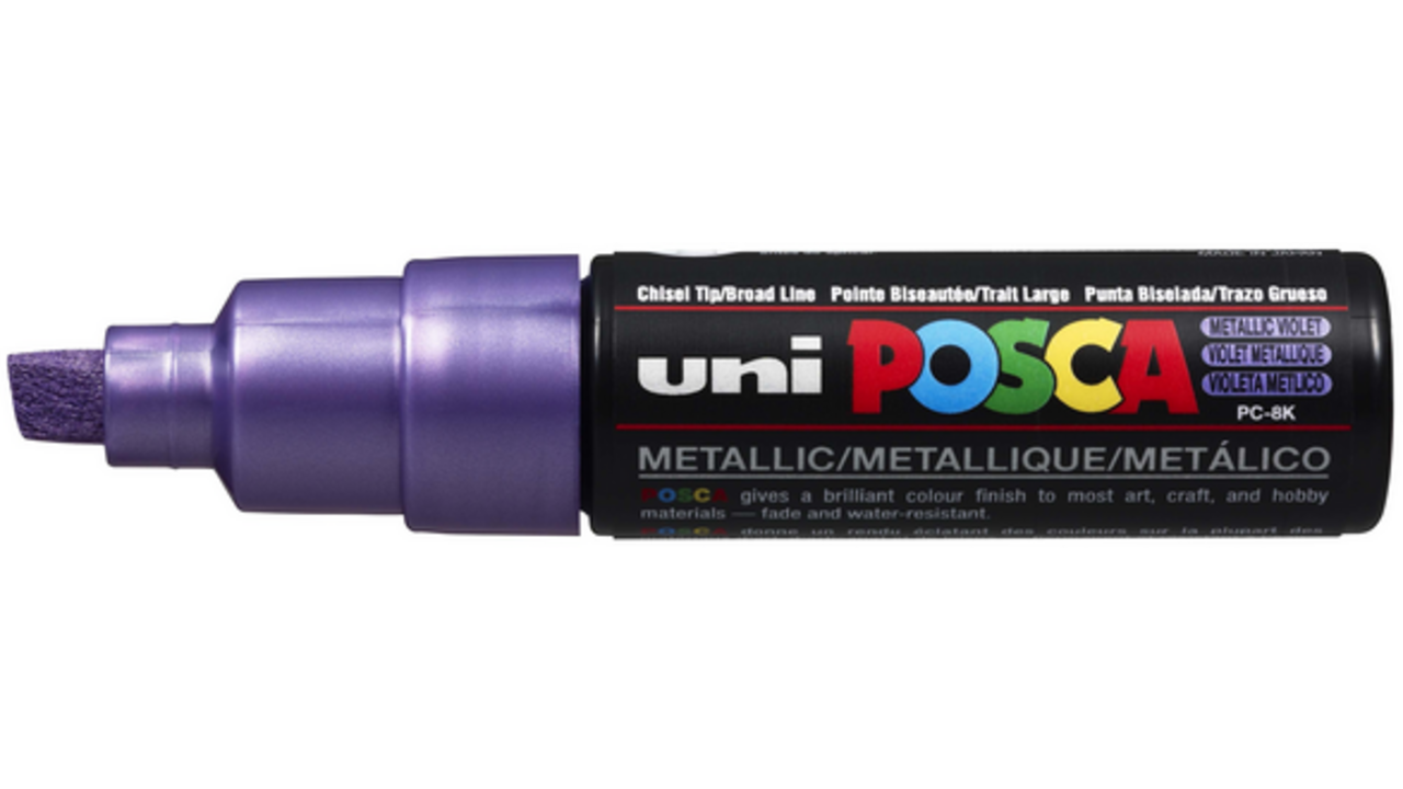 Verfstift Posca PC8K breed schuin metallic paars