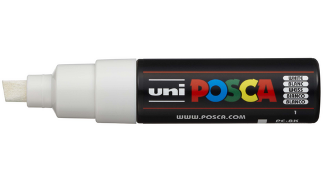 Verfstift Posca PC8K breed schuin wit