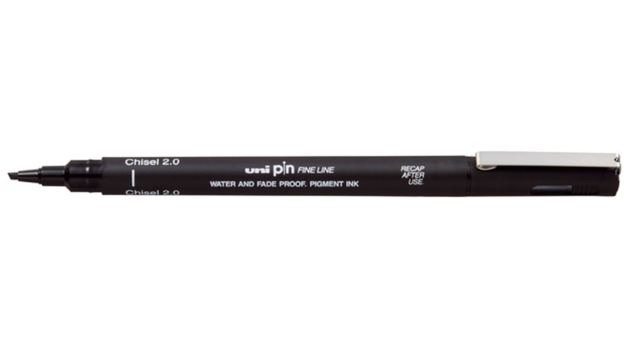 Fineliner Uni-ball Pin beitelpunt 2mm zwart