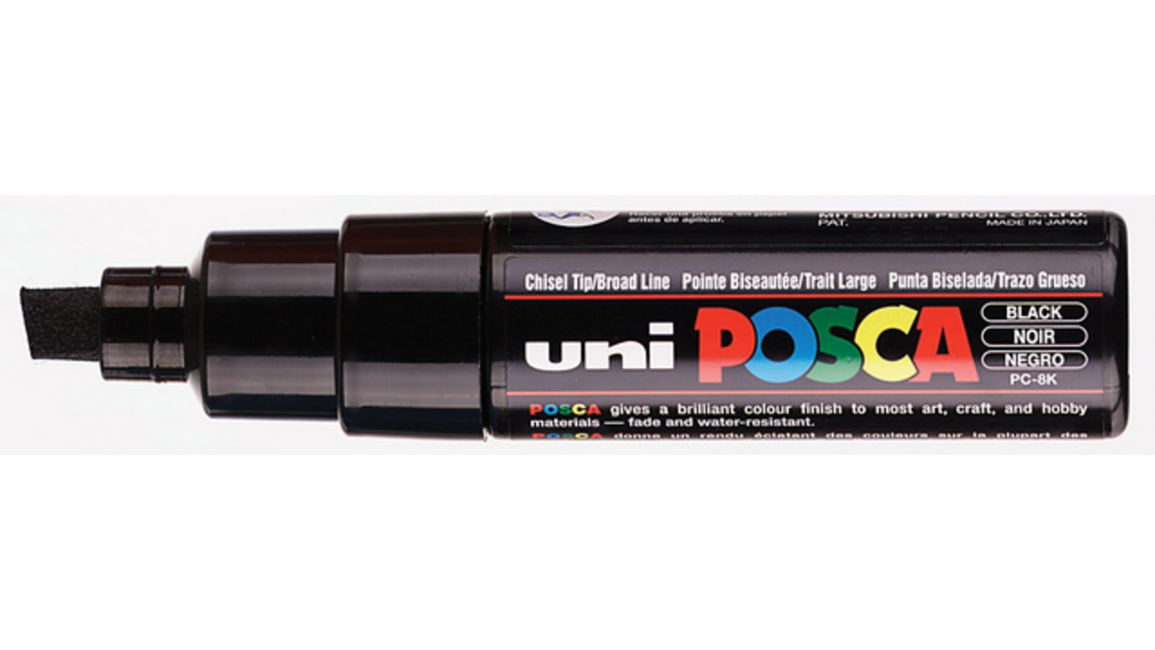Verfstift Posca PC8K breed schuin zwart