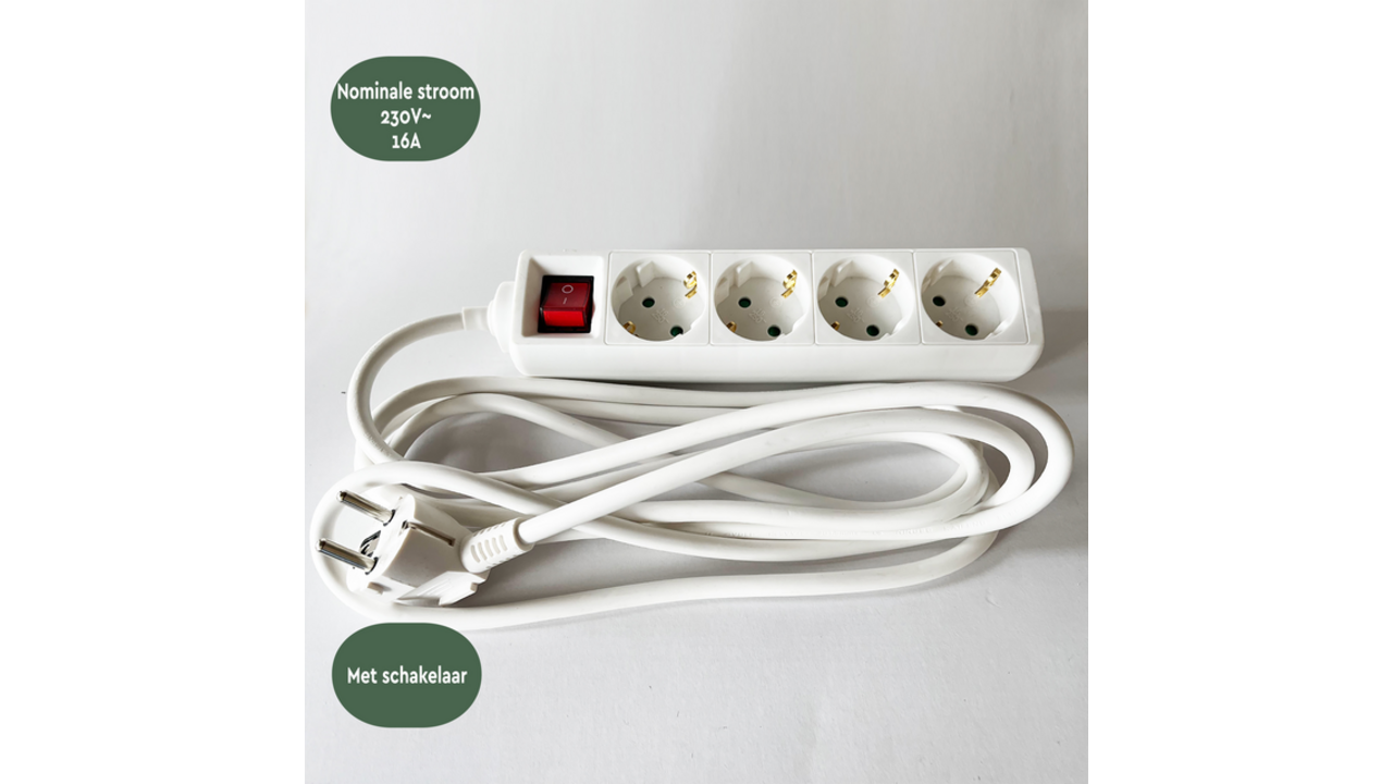 Stekkerdoos BRASQ 4 voudig 3 meter wit