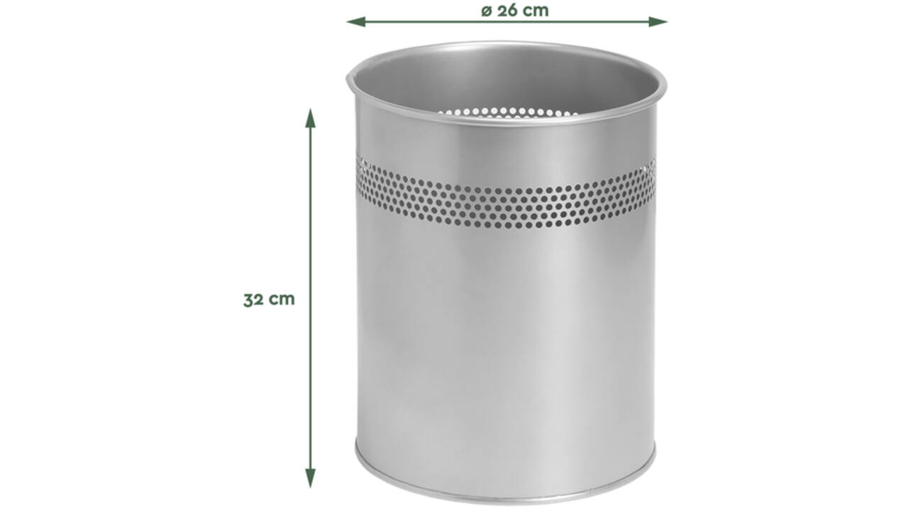 Papierbak BRASQ 15 liter zilver