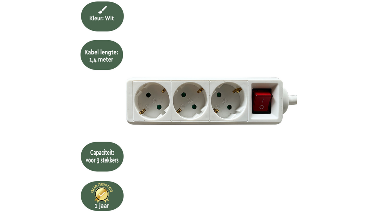 Stekkerdoos BRASQ 3 voudig 1.4 meter wit