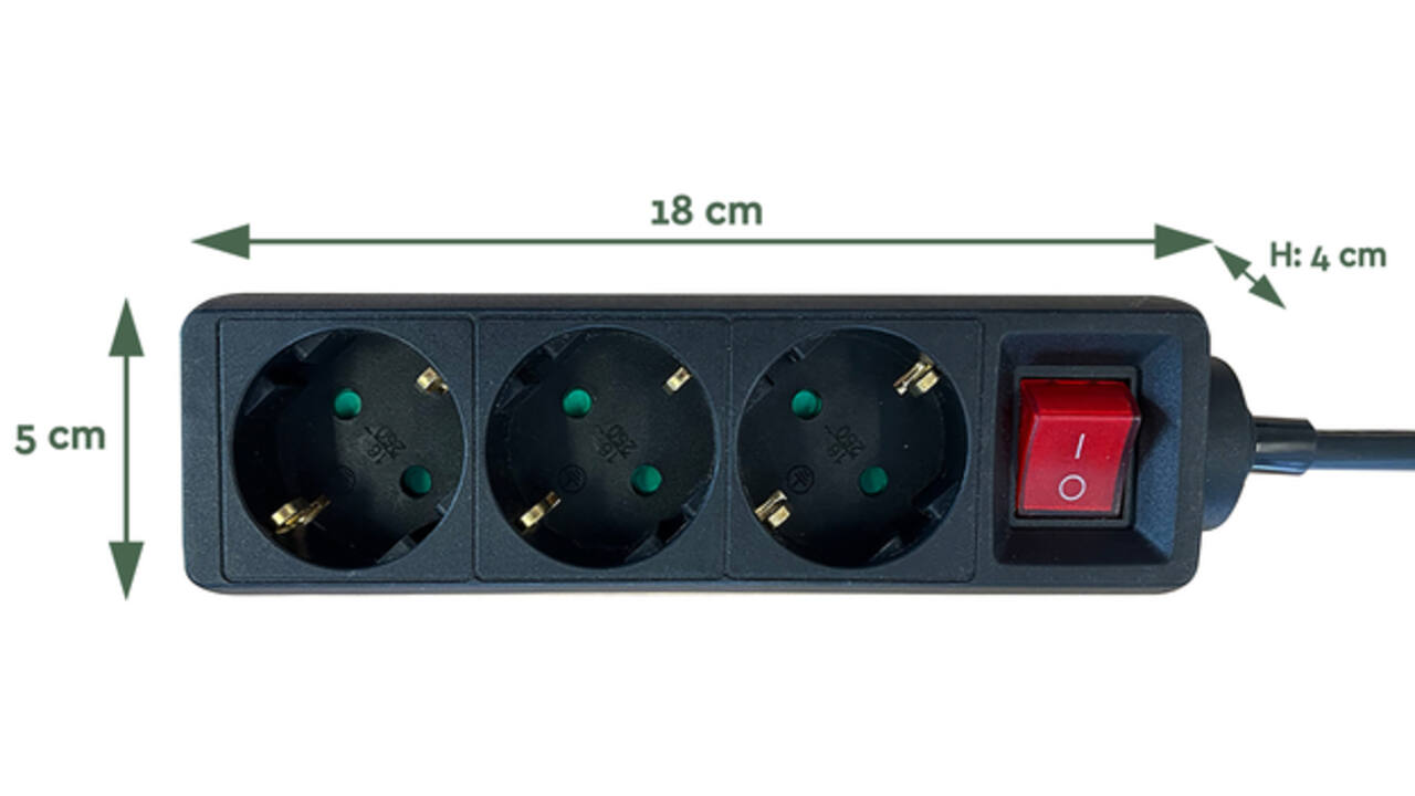 Stekkerdoos BRASQ 3 voudig 3 meter zwart