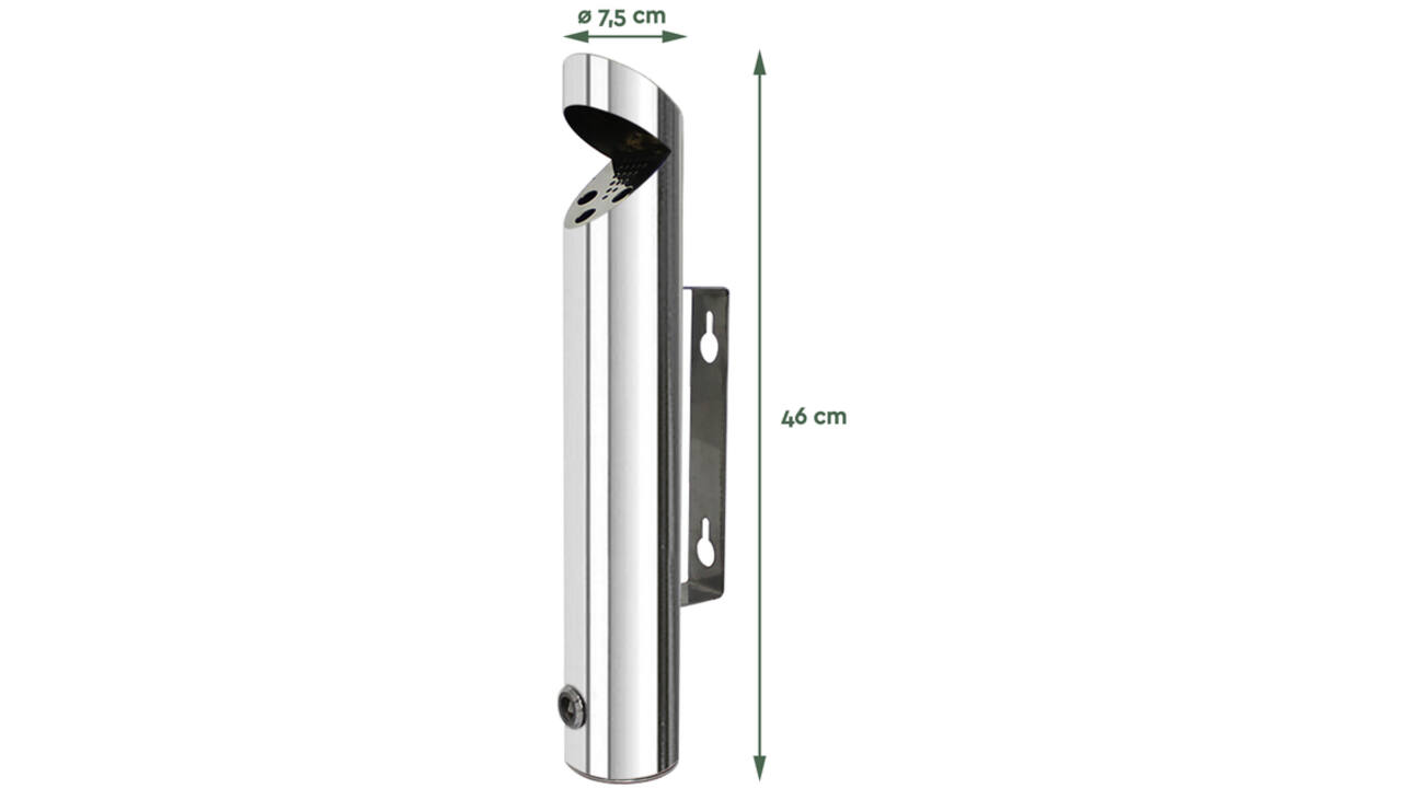 Asbak BRASQ wand AT200 RVS