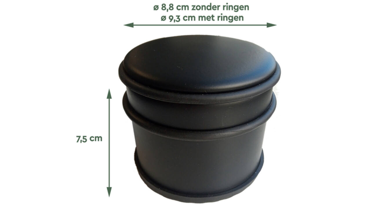 Deurstopper BRASQ met rubberen ringen zwart