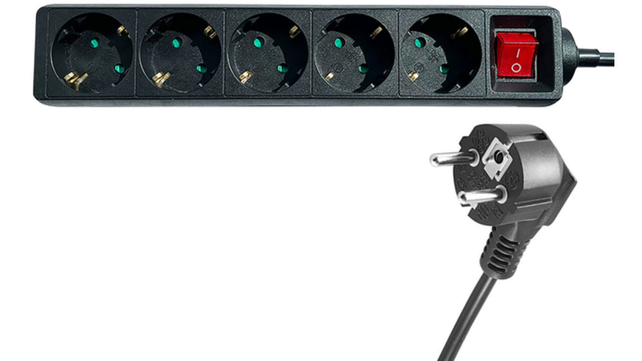 Stekkerdoos BRASQ 5 voudig 3 meter zwart