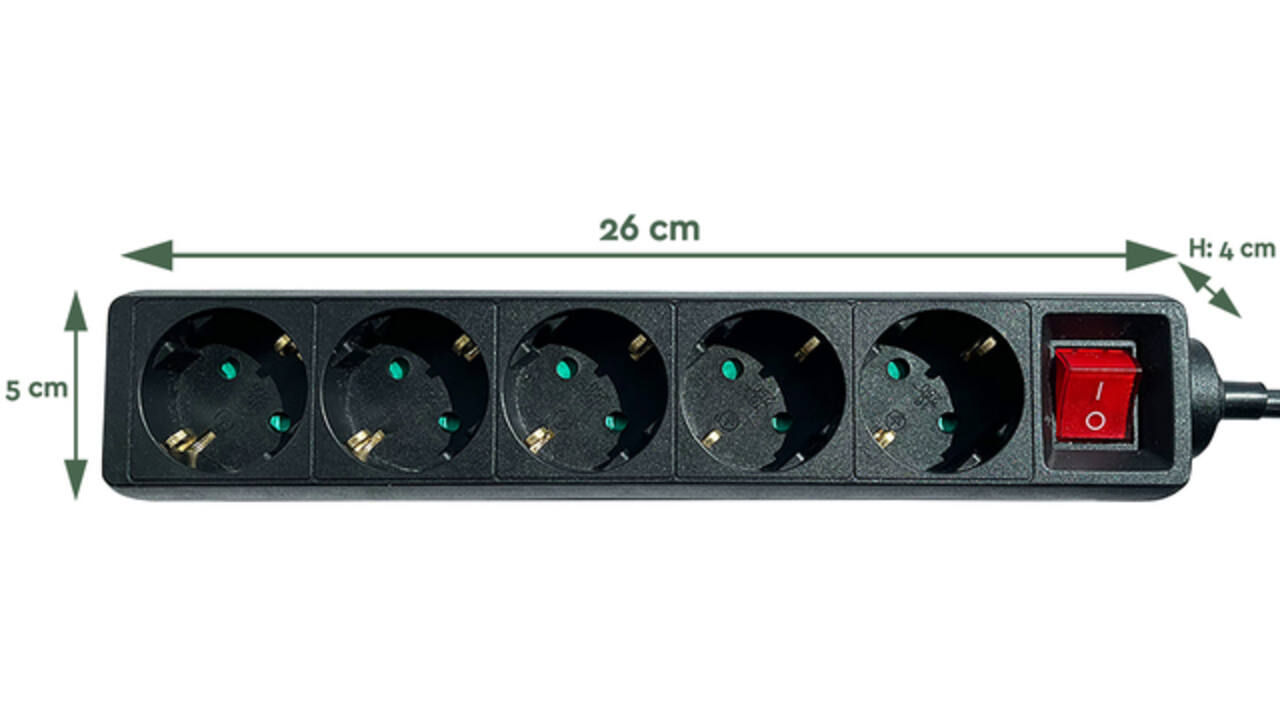 Stekkerdoos BRASQ 5 voudig 1.4 meter zwart