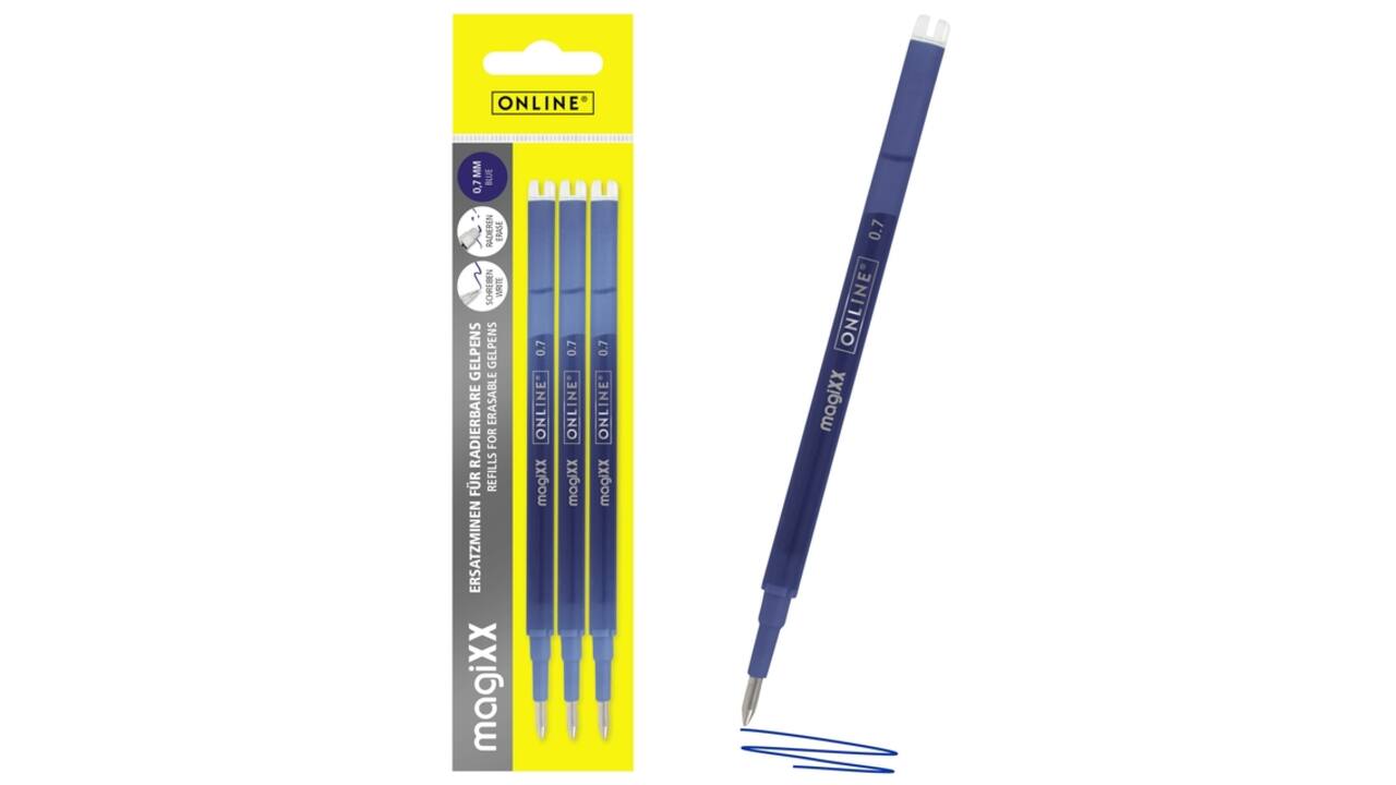 Gelschrijvervulling Online Magixx 0.7mm blauw blister à 3 stuks