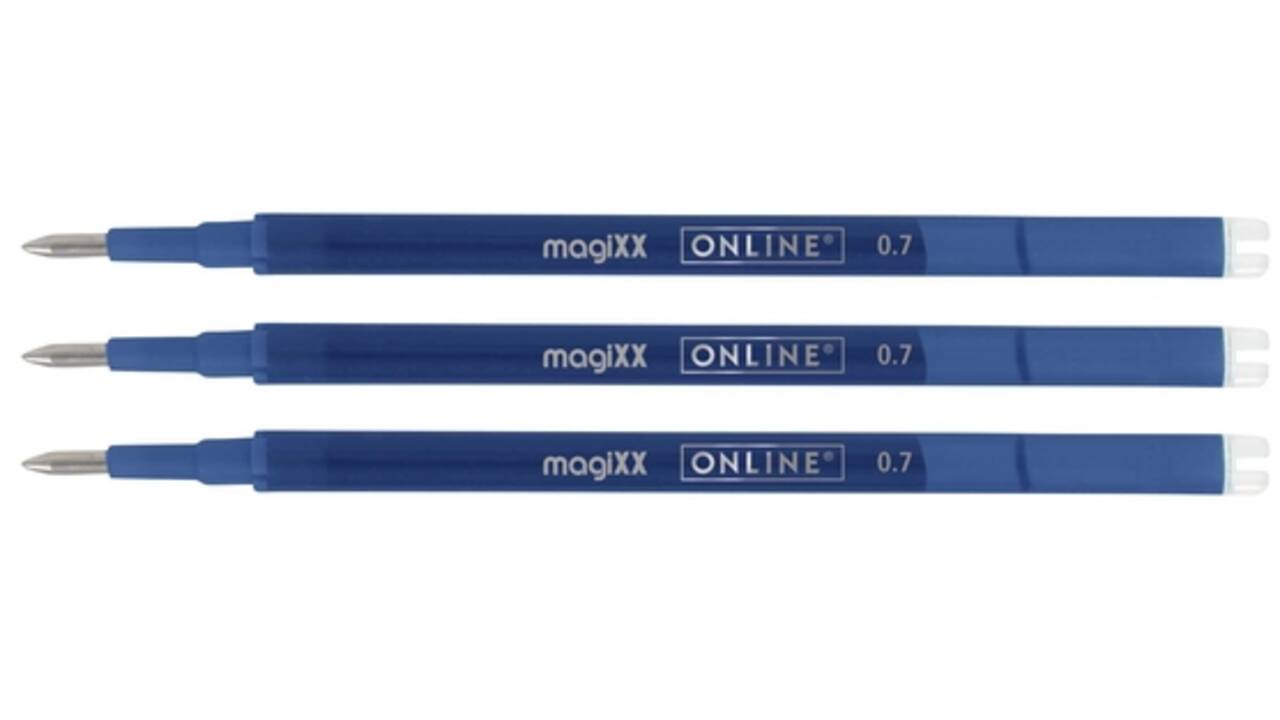 Gelschrijvervulling Online Magixx 0.7mm blauw blister à 3 stuks