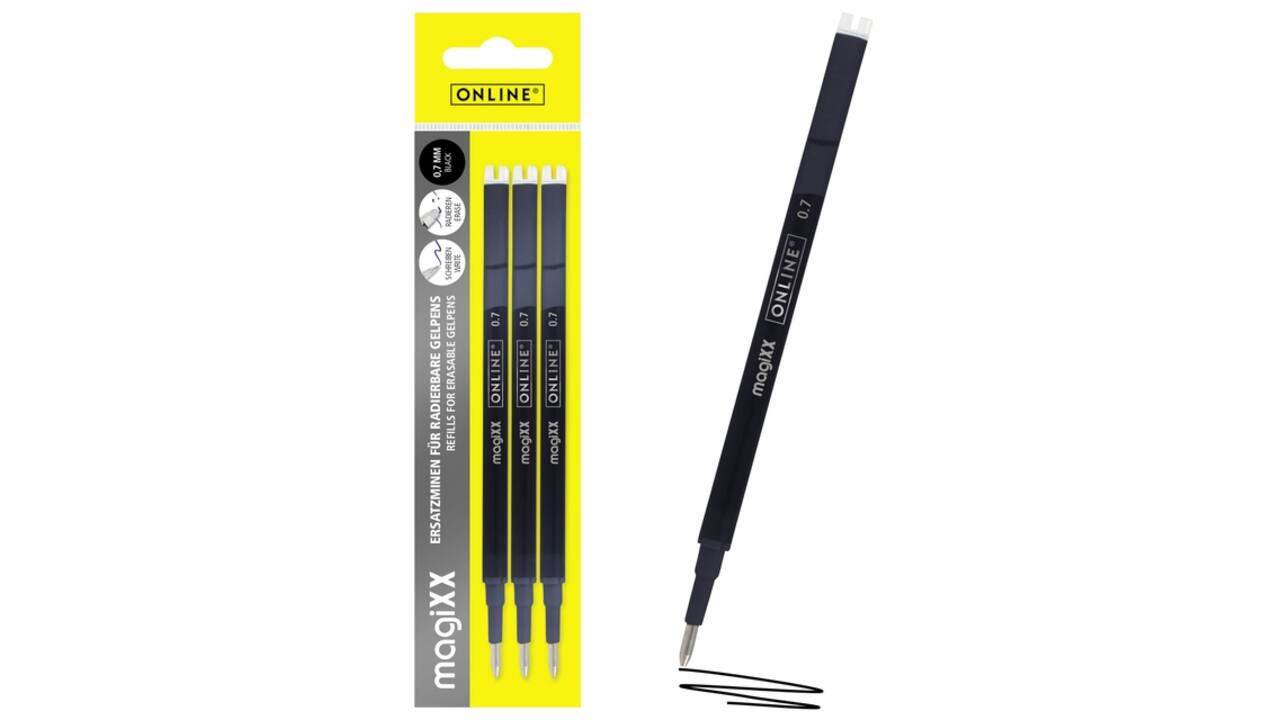 Gelschrijvervulling Online Magixx 0.7mm zwart blister à 3 stuks