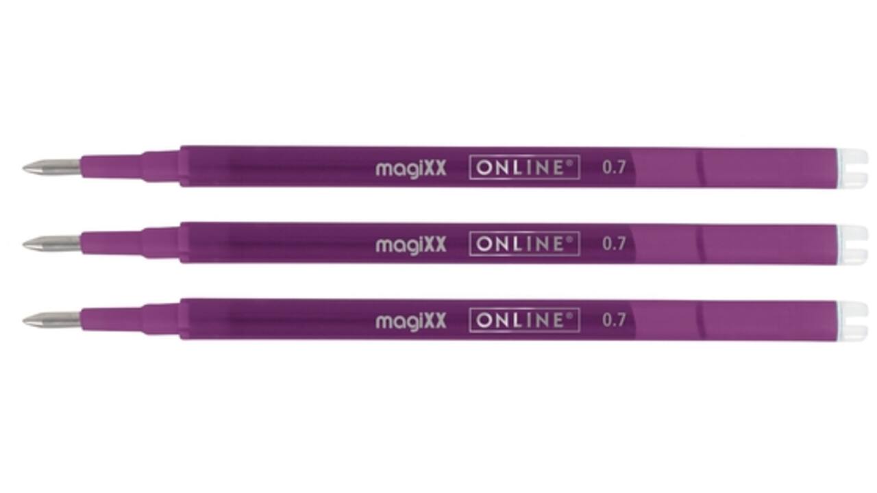 Gelschrijvervulling Online Magixx 0.7mm violet blister à 3 stuks