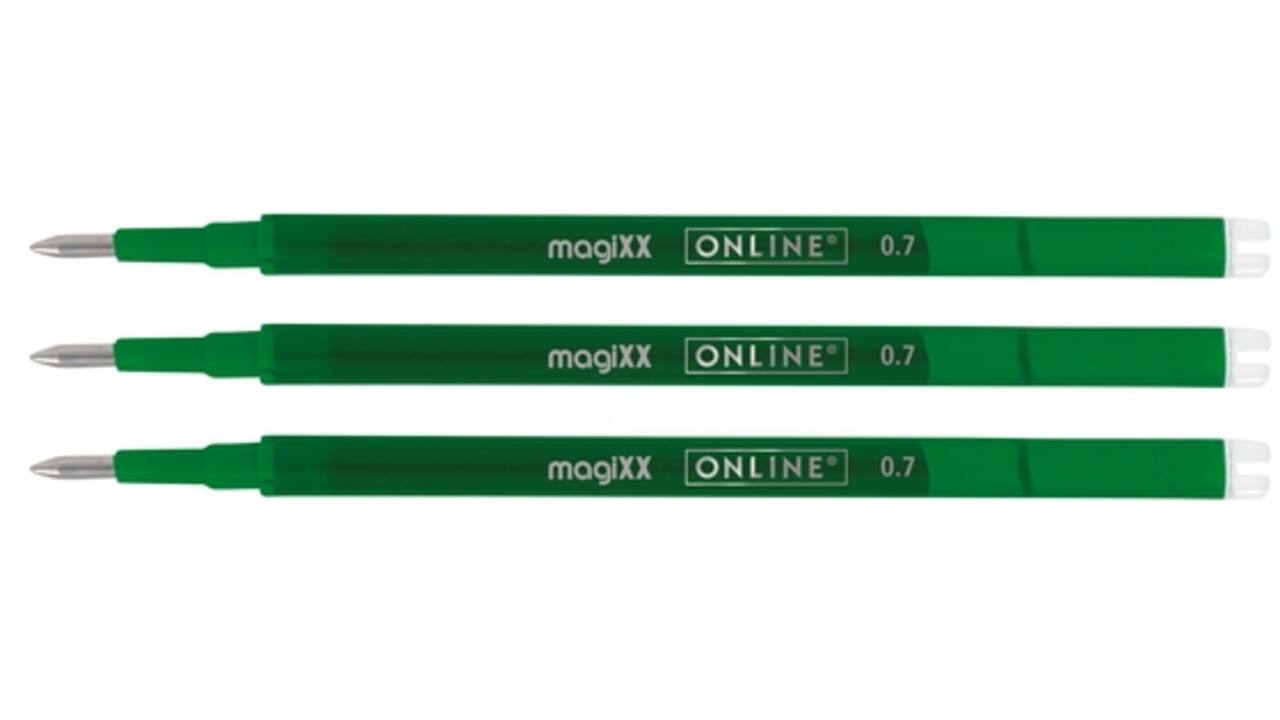 Gelschrijvervulling Online Magixx 0.7mm groen blister à 3 stuks