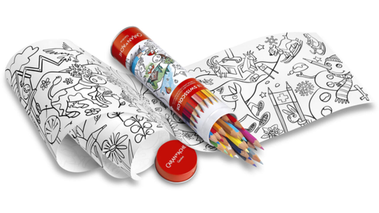 Kleurpotlood Caran d'ache Swisscolor met poster koker à 18 kleuren