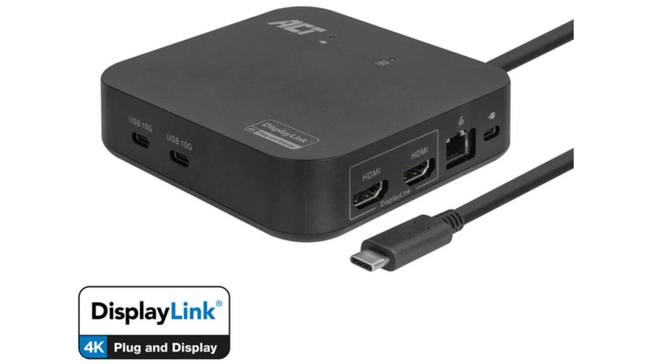 Dockingstation ACT USB-C Dual Monitor met Power Delivery