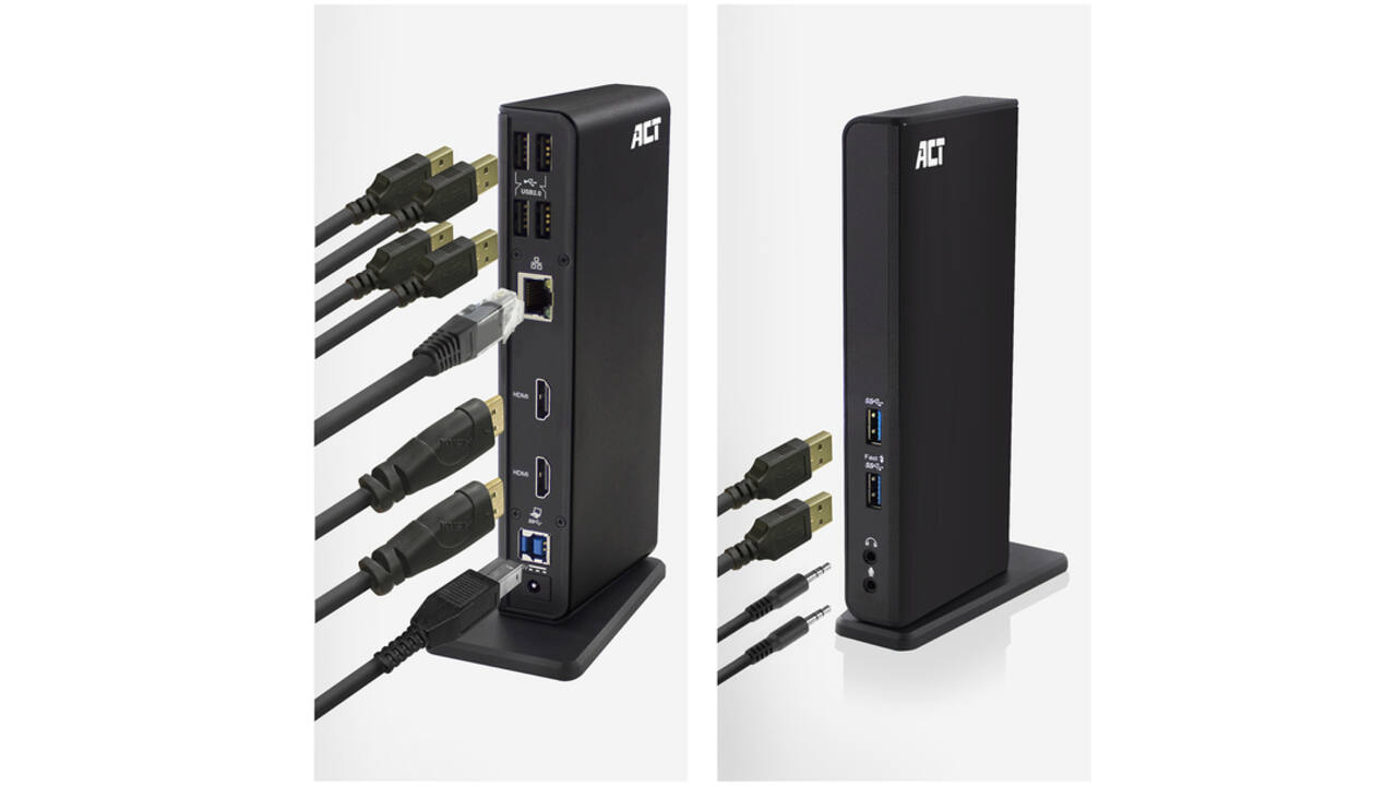 Dockingstation ACT USB-C Dual Monitor met laadpoort