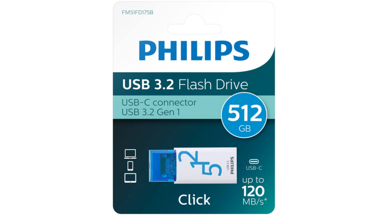 USB Stick Philips Click USB-C 512GB Ocean Blue