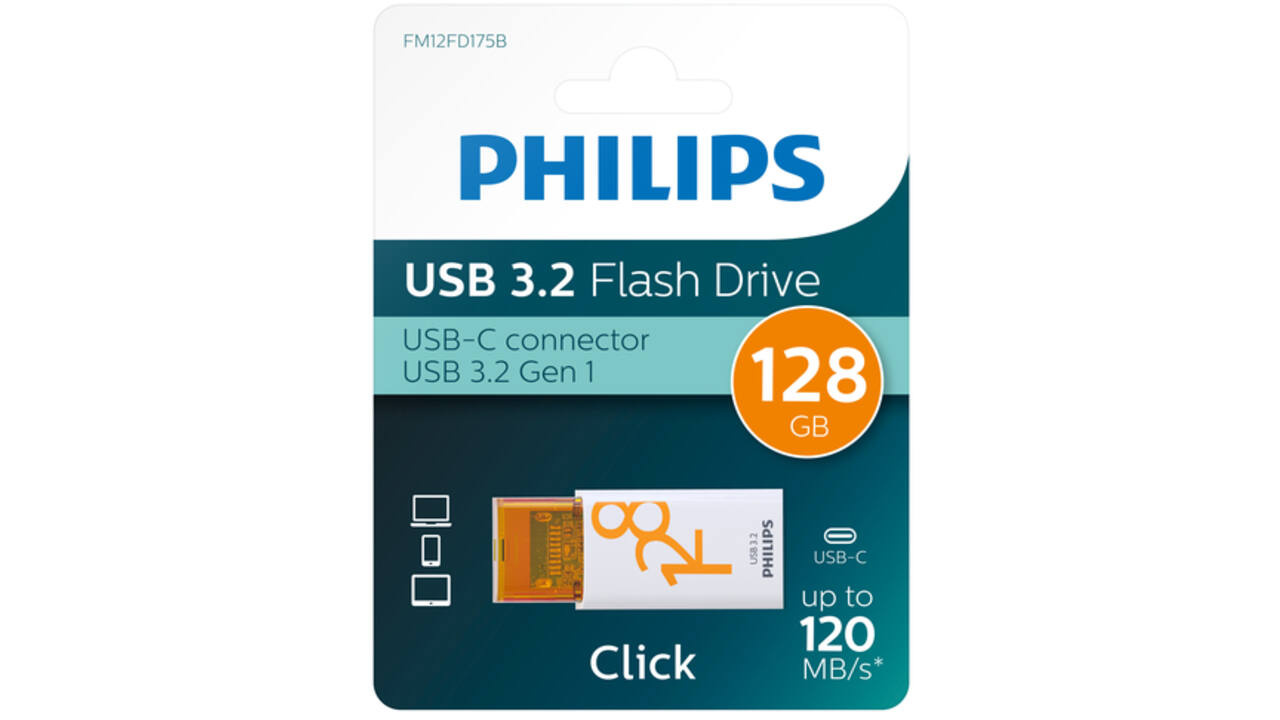 USB Stick Philips Click USB-C 128GB Sunrise Orange