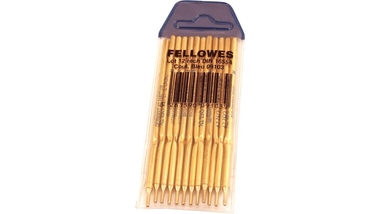 Balpenvulling Fellowes DIN voor baliepen blauw 12 stuks