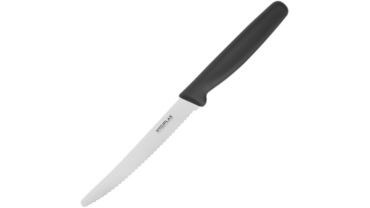 Tomatenmes Hygiplas gekarteld 10cm zwart