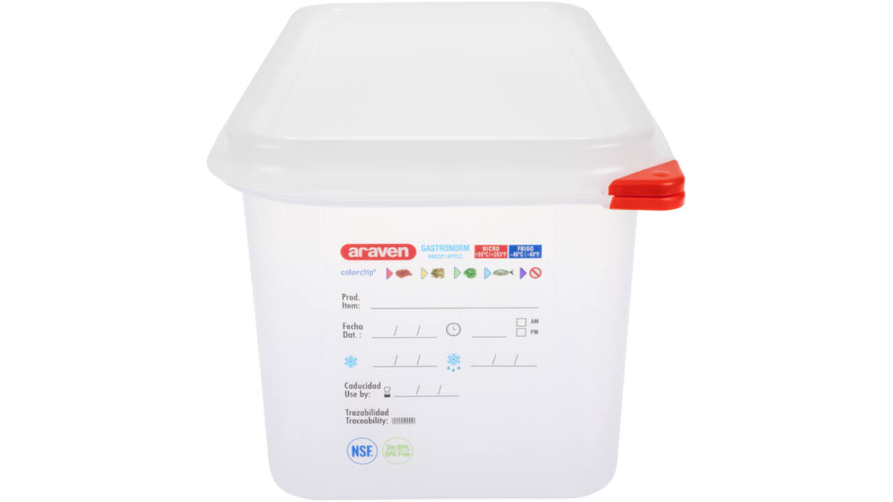 Voedseldoos Araven GN 1/3 met deksel 6 liter 4 stuks