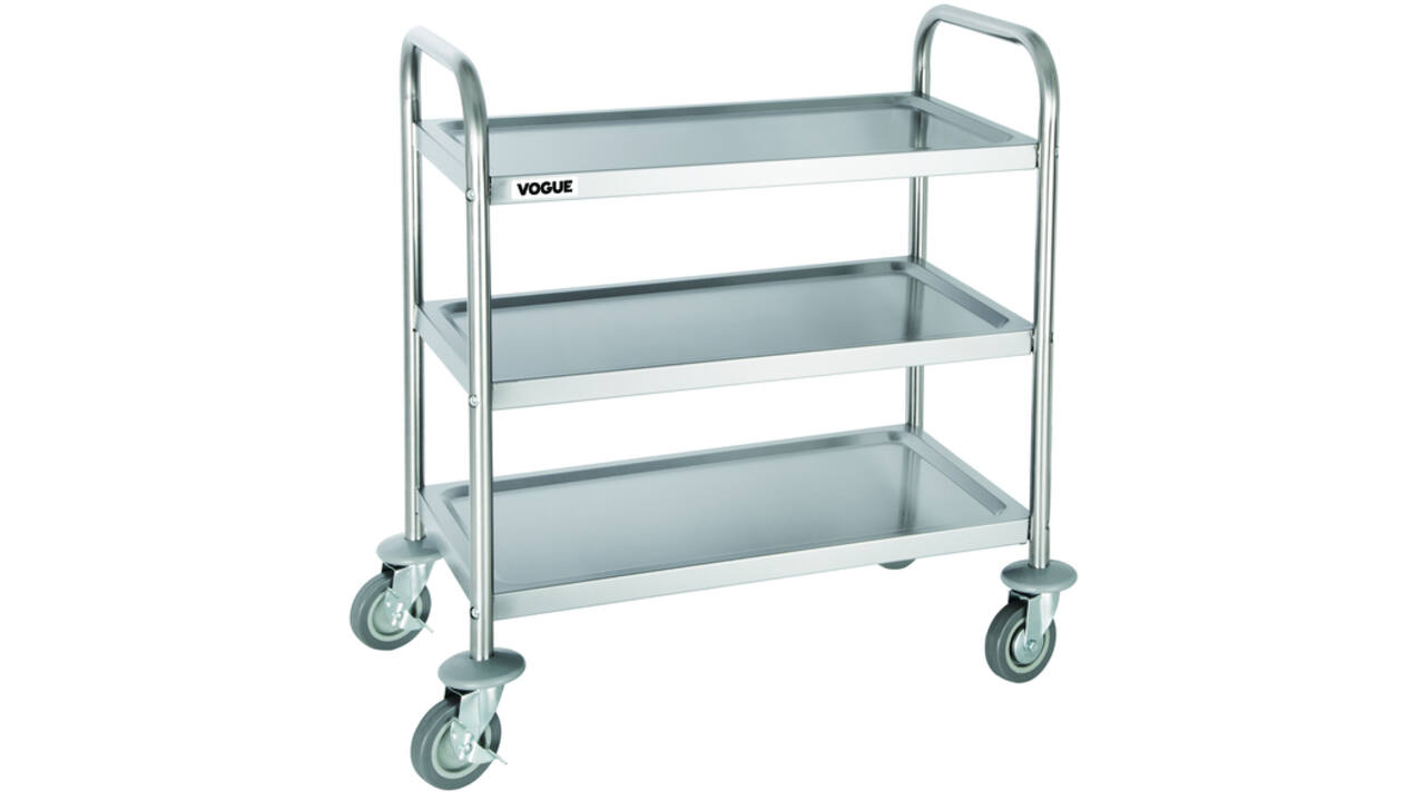 Serveerwagen Vogue met 3 plateaus 82.5x71 cm RVS