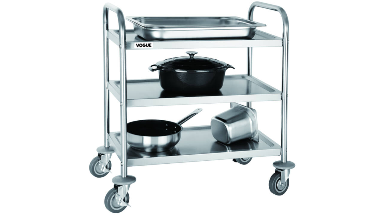 Serveerwagen Vogue met 3 plateaus 82.5x71 cm RVS