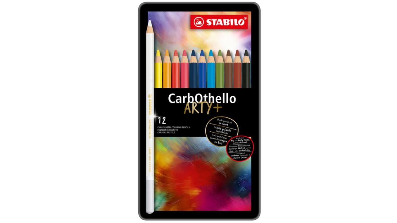 Kleurpotloden STABILO CarbOthello kalkpastel assorti blik à 12 stuks