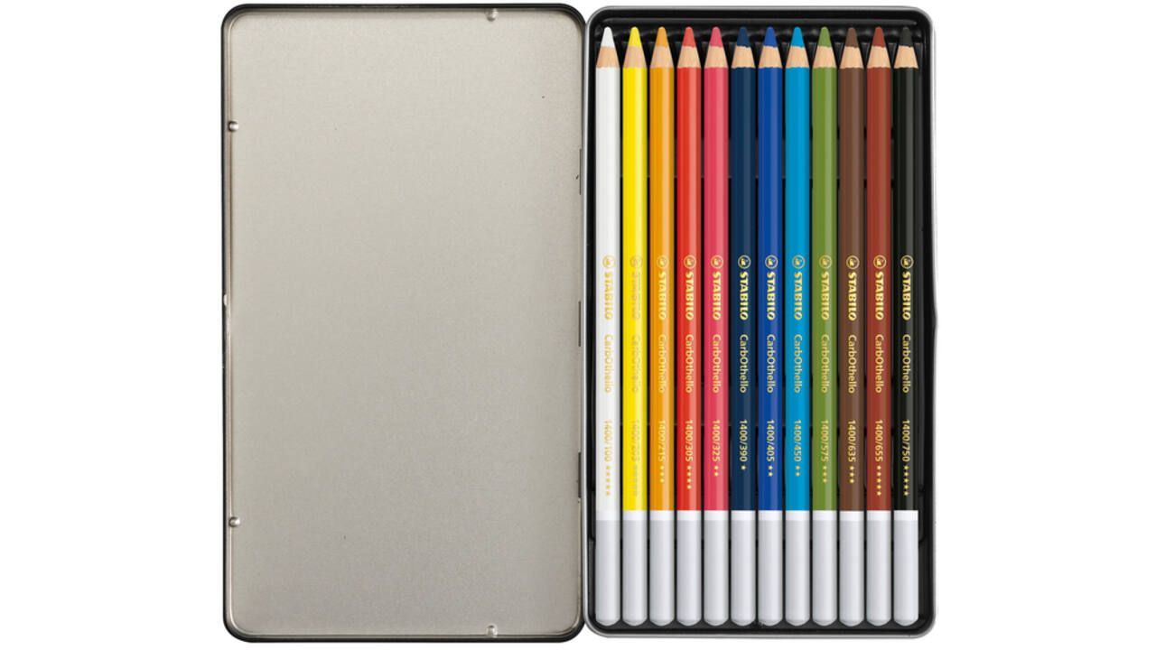 Kleurpotloden STABILO CarbOthello kalkpastel assorti blik à 12 stuks