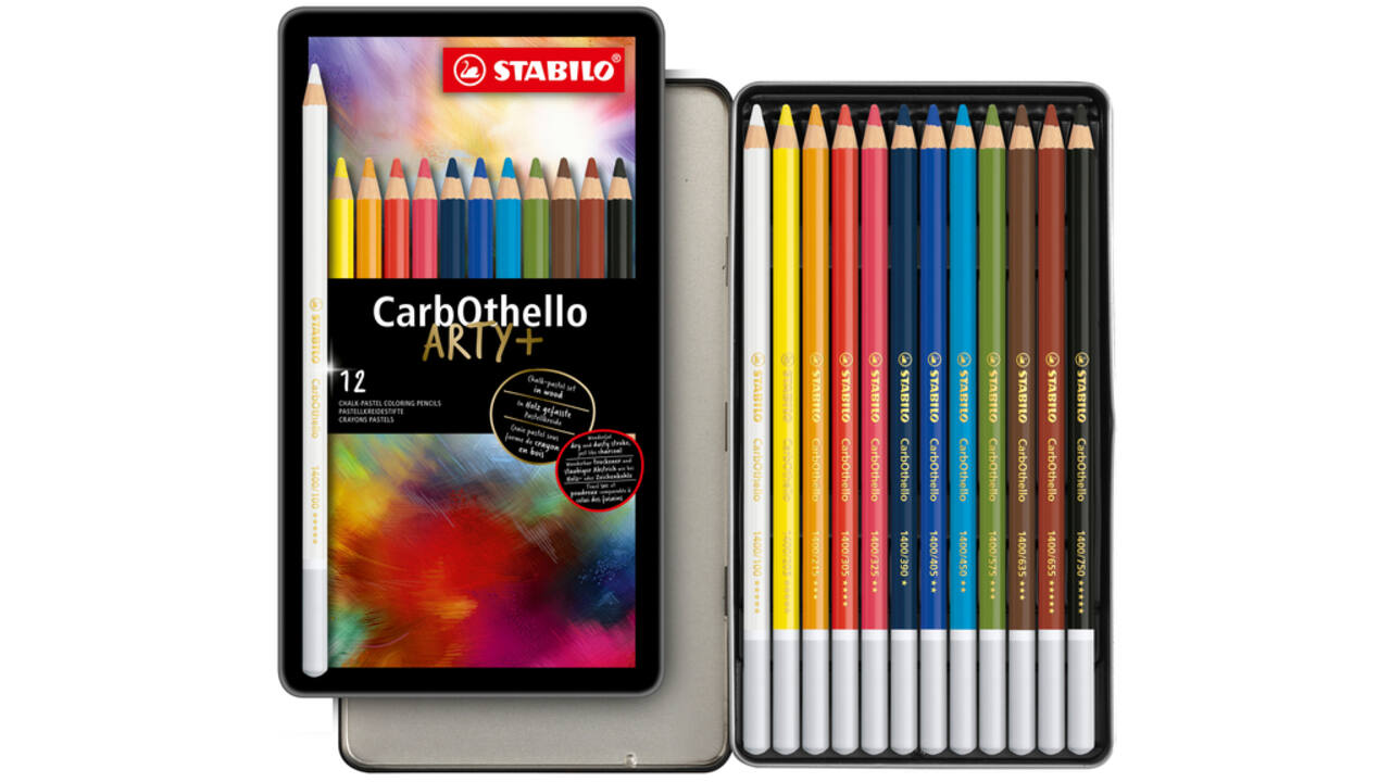 Kleurpotloden STABILO CarbOthello kalkpastel assorti blik à 12 stuks