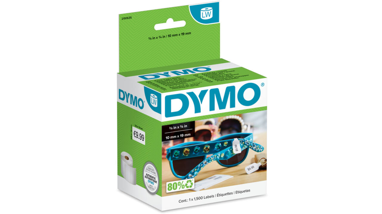 Etiket Dymo LabelWriter prijslabel 10x19mm 1 rol á 1500 etiketten wit