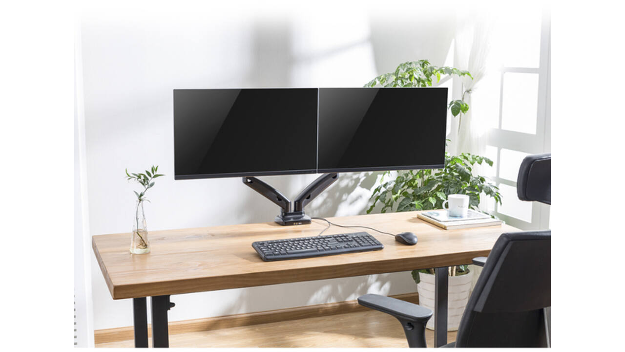 Monitorarm ACT office met gasveer 2 schermen