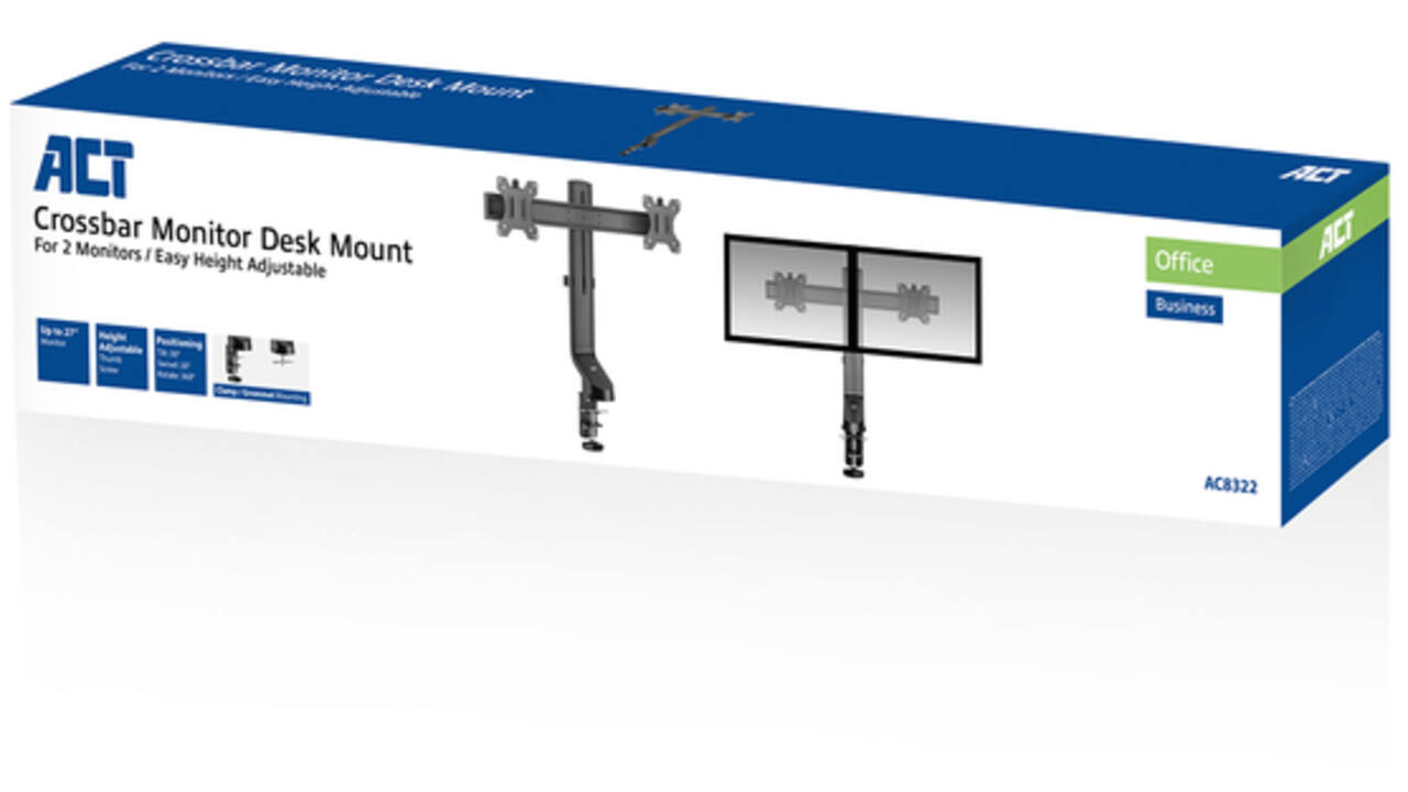 Monitorarm ACT office crossbar 2 schermen verstelbaar
