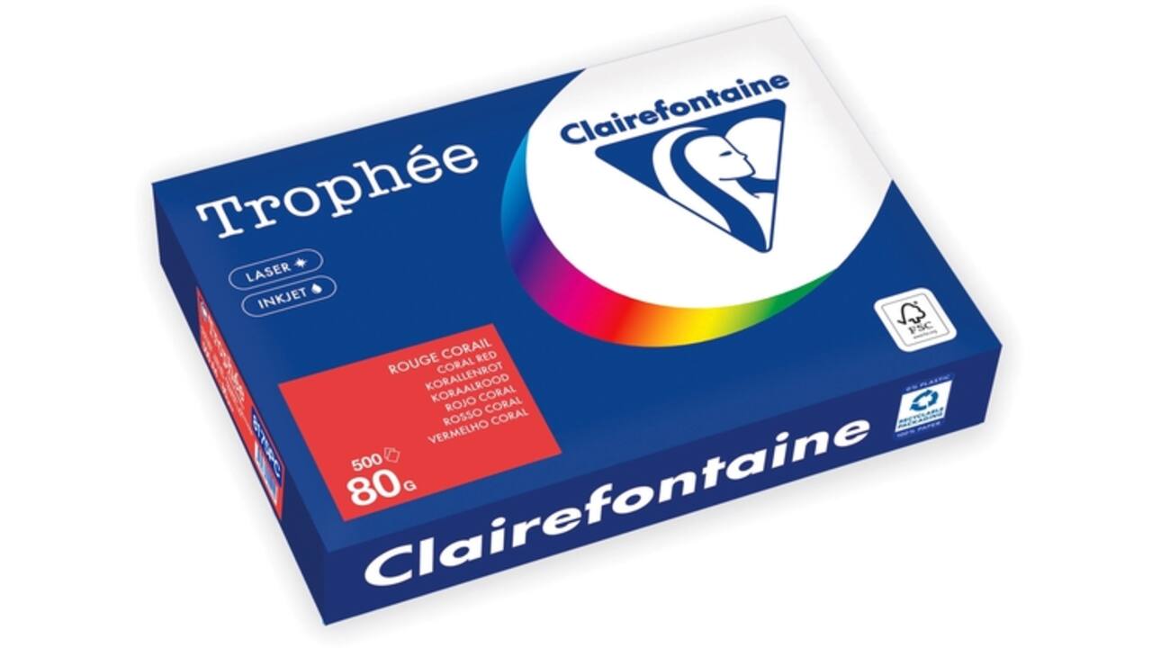 Kopieerpapier Trophée A4 80gr koraalrood 500vel
