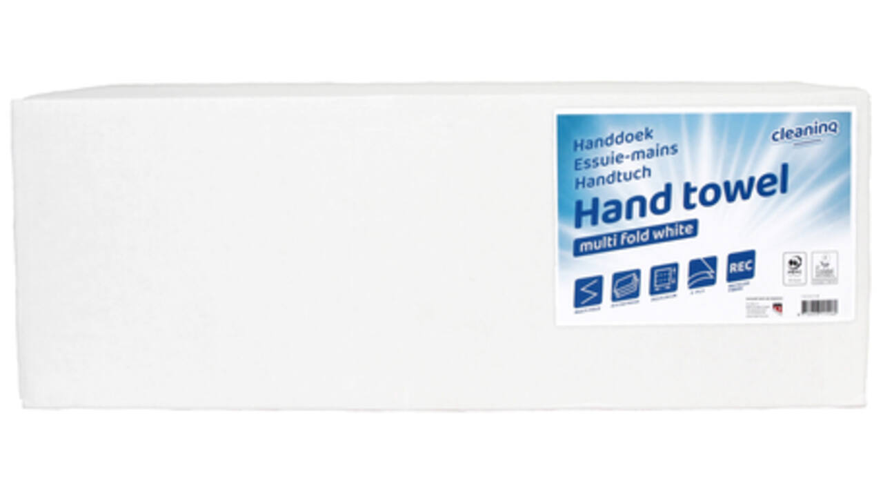 Handdoek Cleaninq I-vouw 2-laags 205x240mm 25x150st rc wit