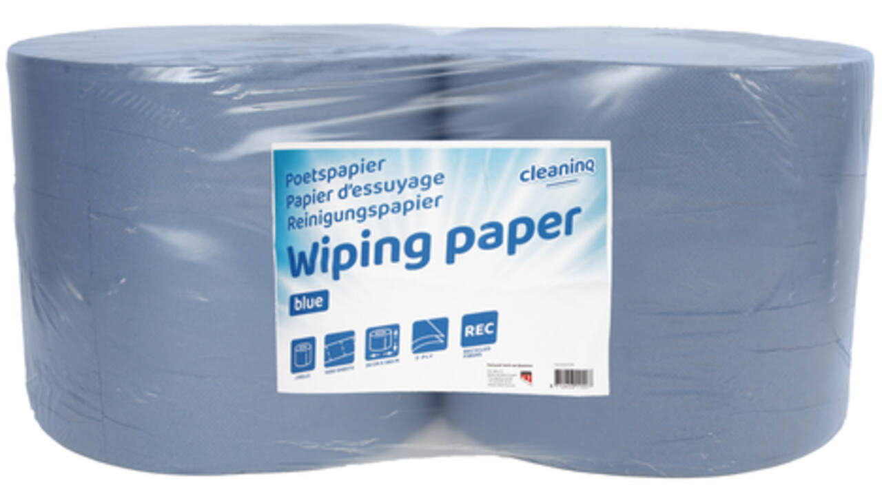 Poetspapier Cleaninq industrie 2-laags 26cmx380m blauw