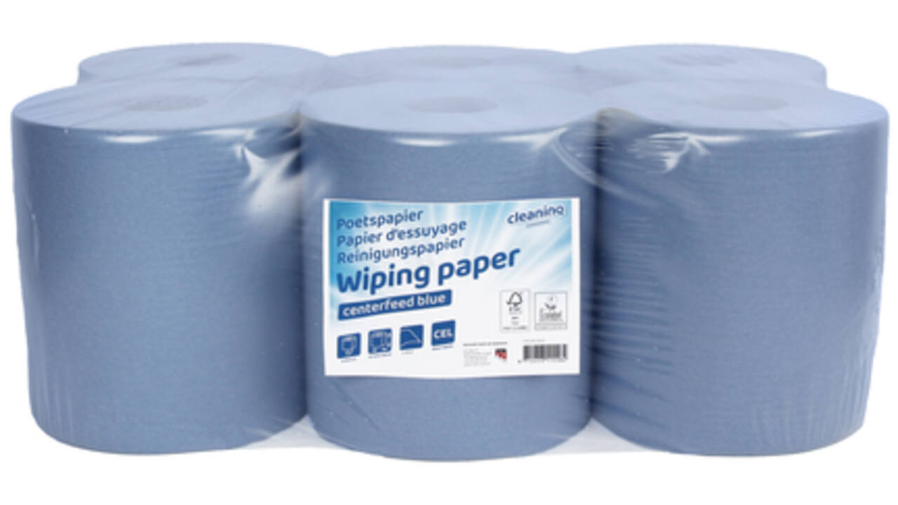 Poetspapier Cleaninq midi 1-laags 20cmx300m blauw