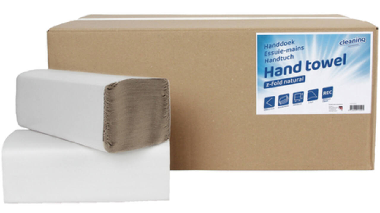 Handdoek Cleaninq Z-vouw 1-laags 250x230mm 20x250st naturel