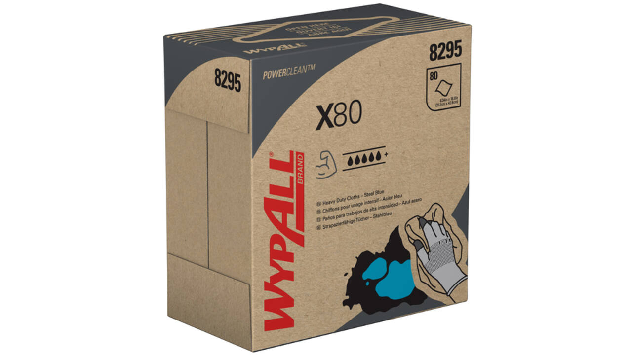 Poetsdoek WypAll X80 Powerclean 42,6x21,2cm 80vel pop-up blauw 8295