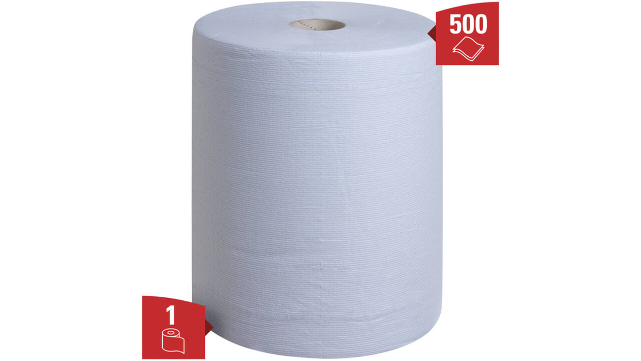 Poetsrol WypAll L20 2-laags 32,5cmx190m 500vel blauw 7301