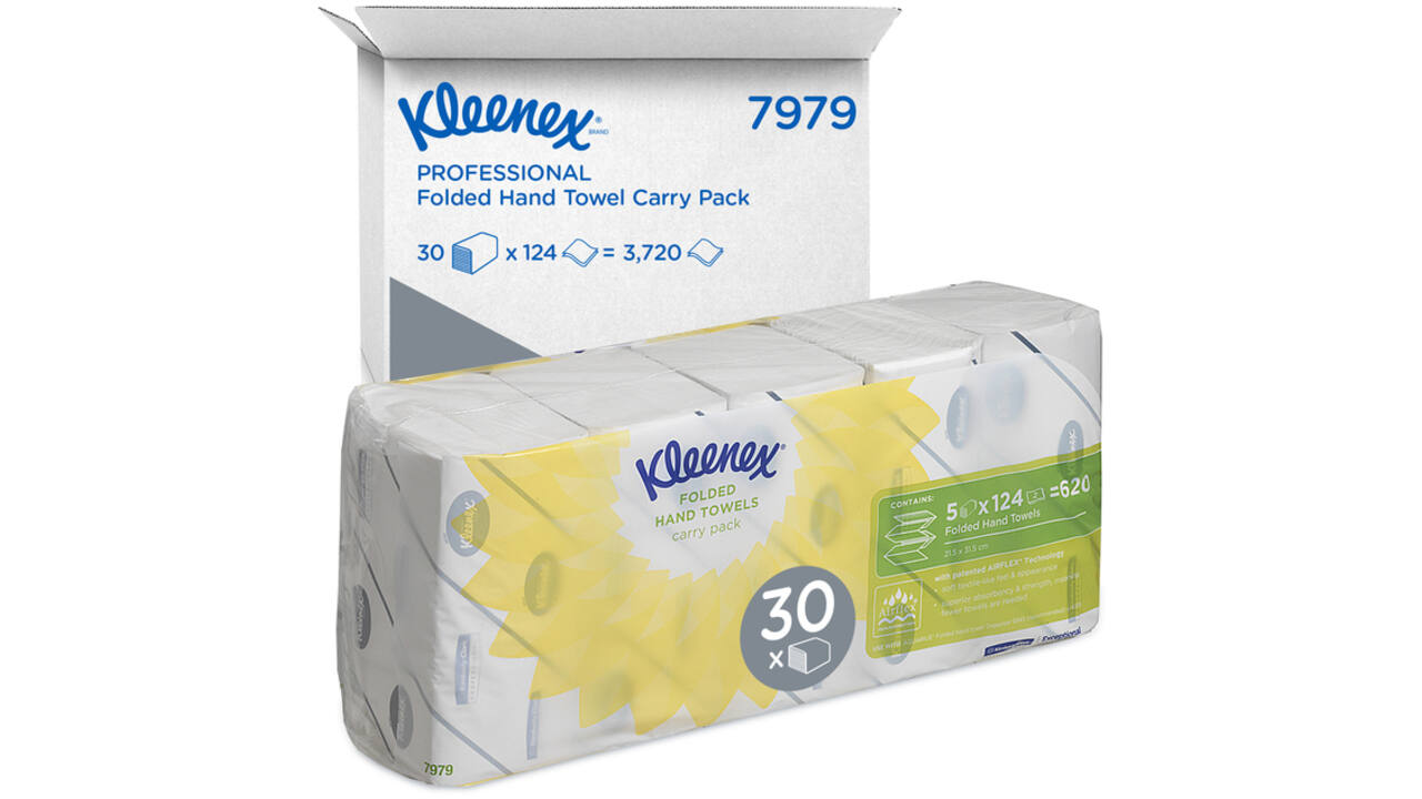 Handdoek Kleenex Ultra i-vouw 2-laags 21,5x31,5cm 5x124stuks 7979