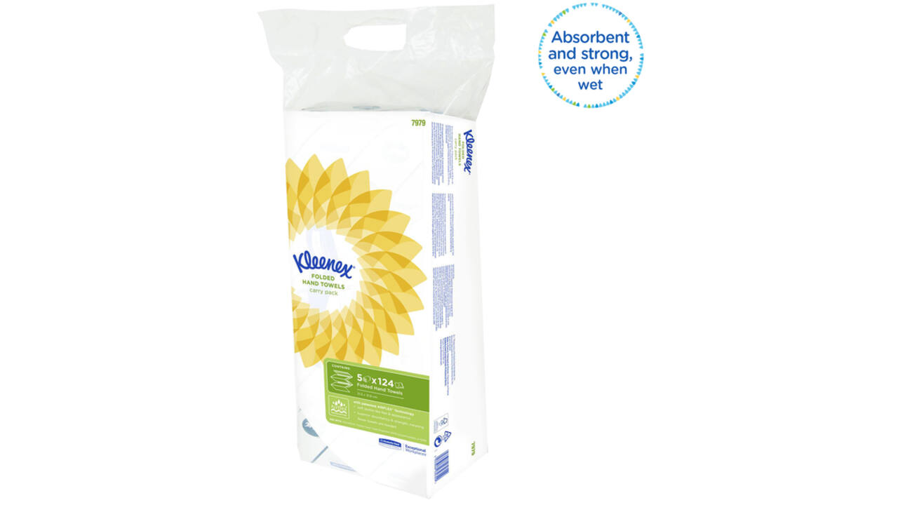 Handdoek Kleenex Ultra i-vouw 2-laags 21,5x31,5cm 5x124stuks 7979