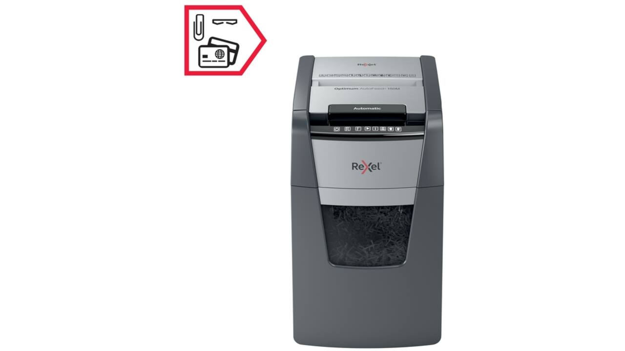 Papiervernietiger Rexel Optimum Auto+ 150M P5 snippers 2x15mm