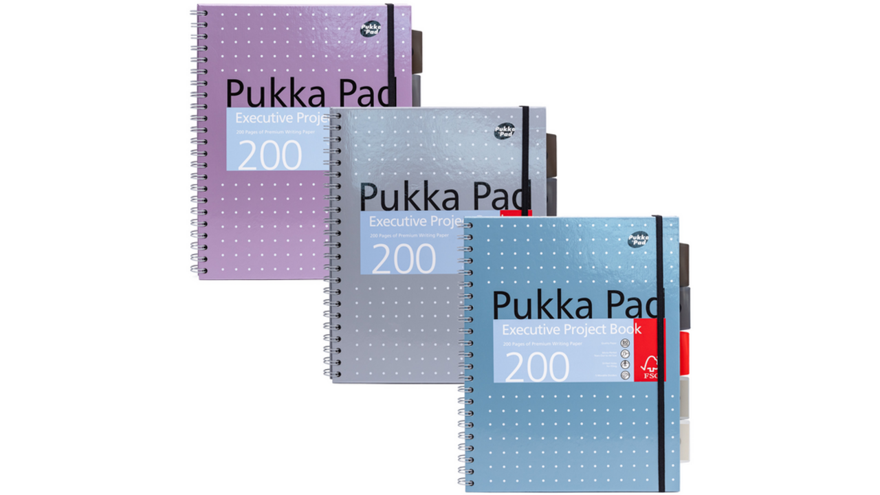 Projectboek Pukka Metallic Executive A4 lijn 5-tabs 4-gaats 200 pagina's 80gr assorti