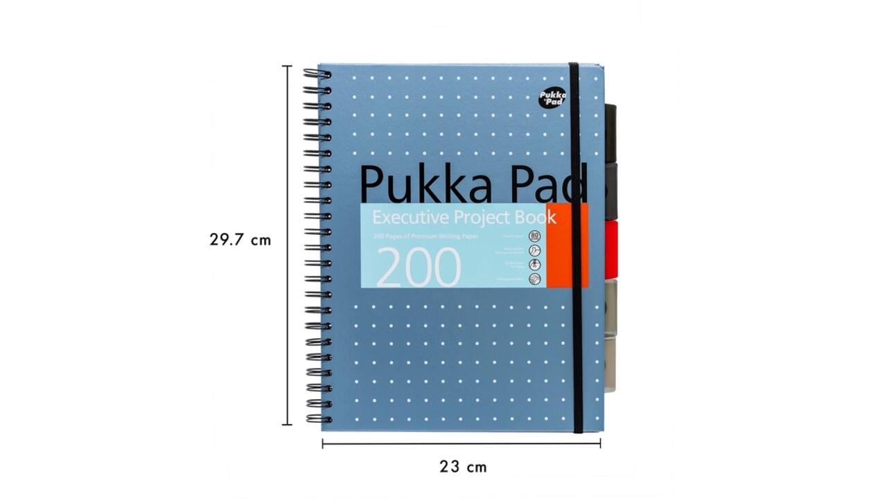 Projectboek Pukka Metallic Executive A4 lijn 5-tabs 4-gaats 200 pagina's 80gr assorti