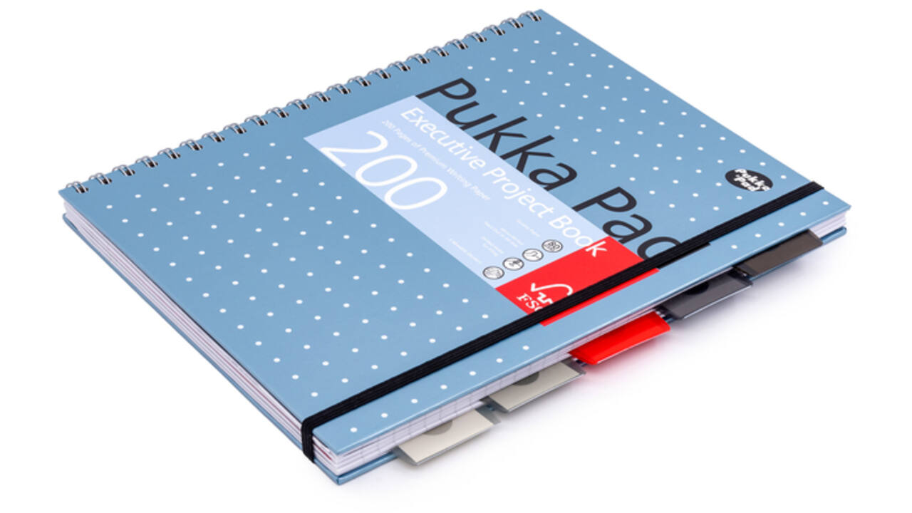 Projectboek Pukka Metallic Executive A4 lijn 5-tabs 4-gaats 200 pagina's 80gr assorti