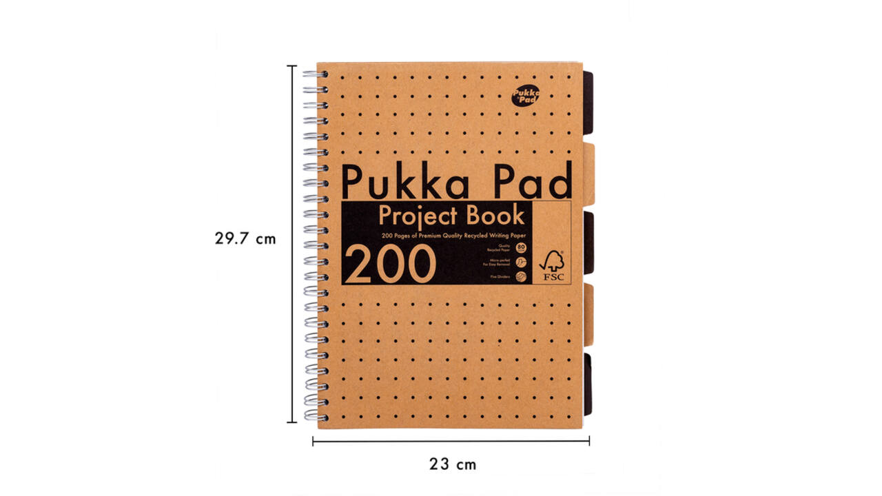 Projectboek Pukka Kraft A4 lijn 5-tabs 200 pagina's 80gr