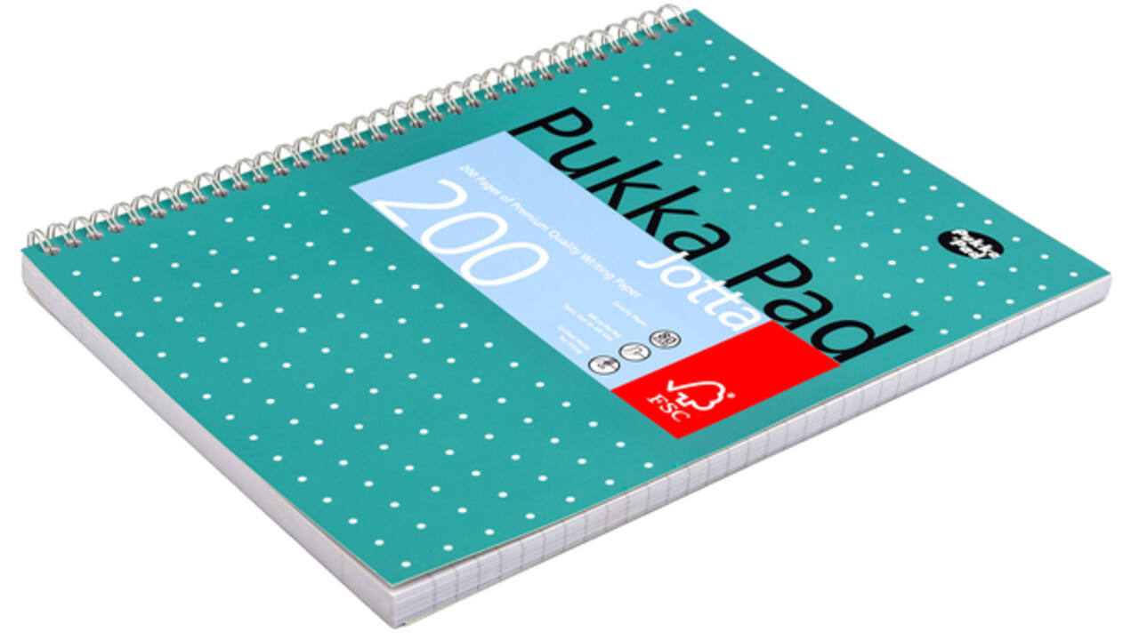 Collegeblok Pukka Jotta A4 lijn 4-gaats 200 pagina's 80gr groen